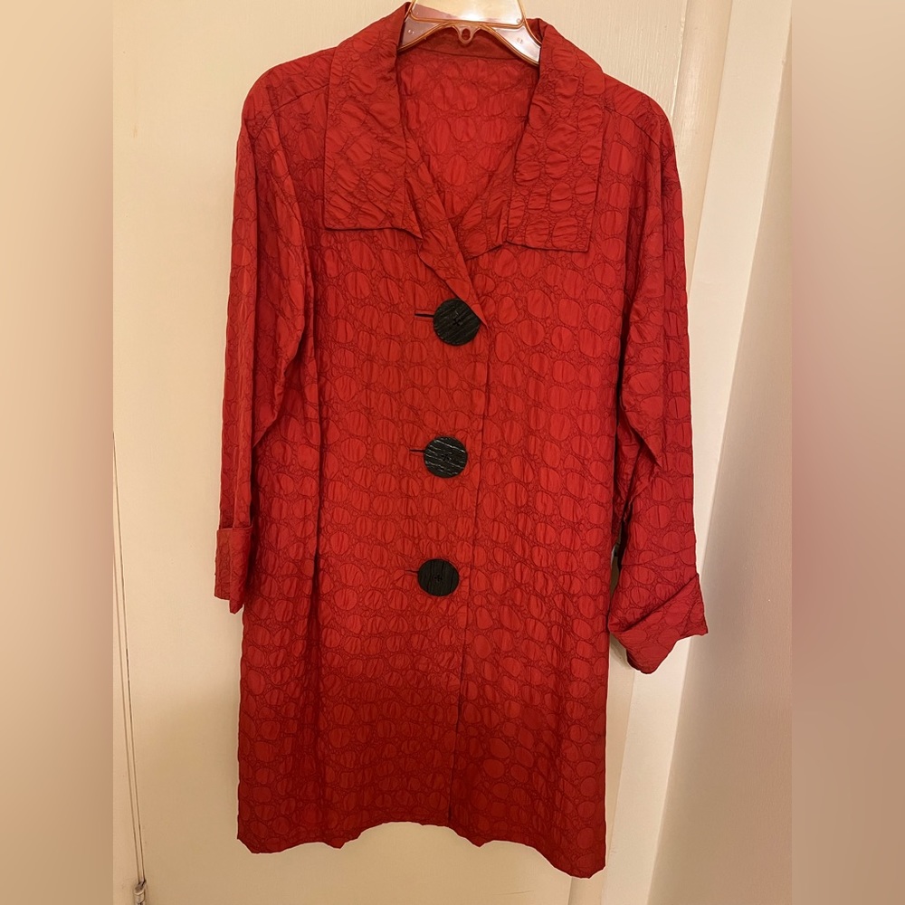 RUSTY ORANGE lightweight jacket/tunic top. Size Med. VERY lightweight.